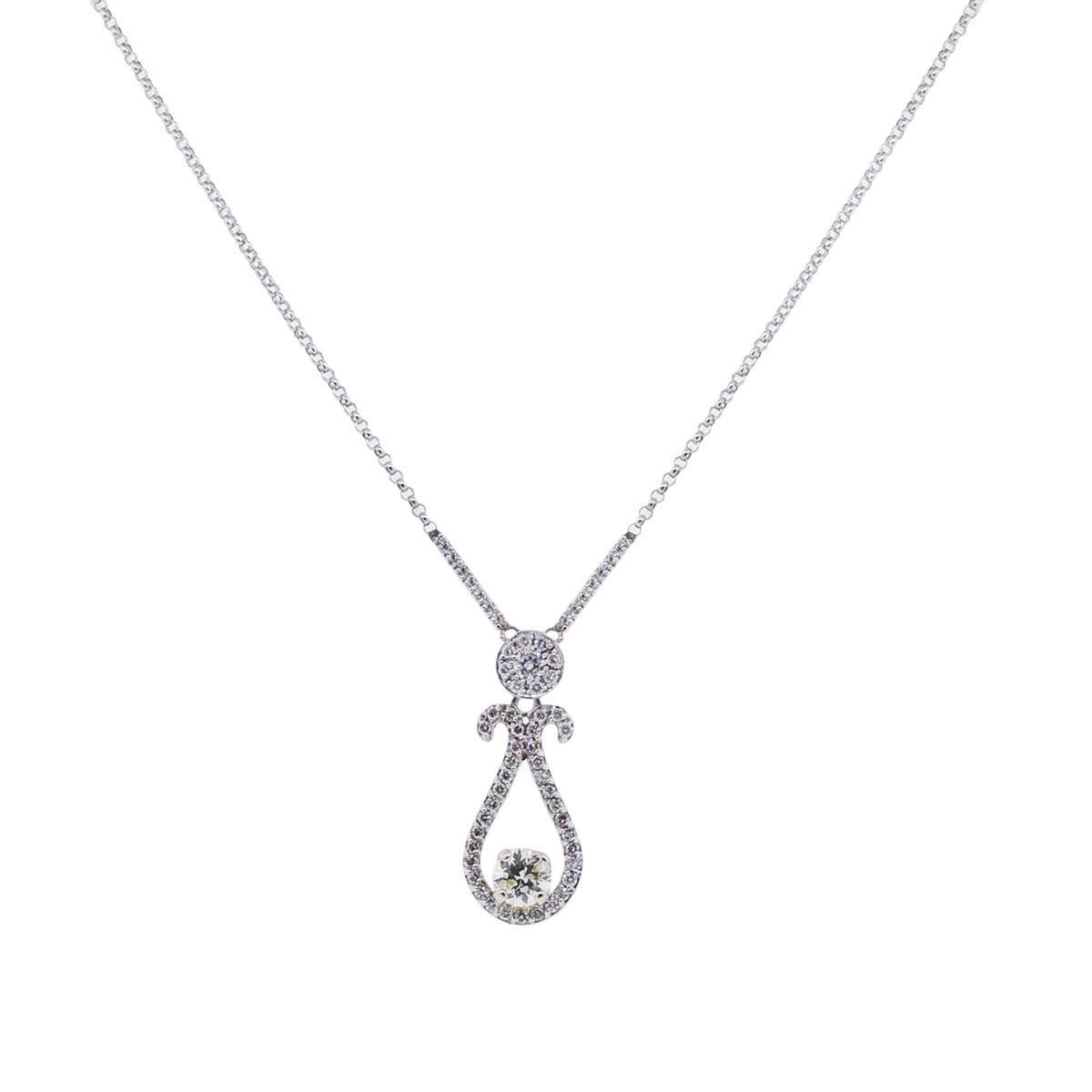 Collier en or 14 carats avec diamants naturels de 1,4 carat en forme de larme Excellent état - En vente à Boca Raton, FL