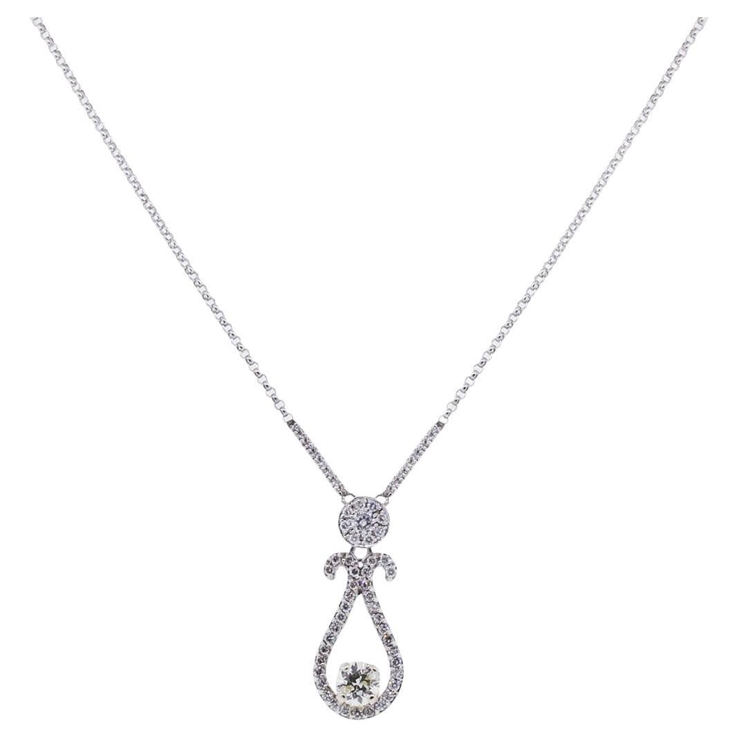 Natural 1.4 Carat Diamond Tear Drop 14 Karat Necklace En Stock