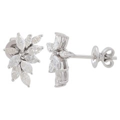 1.40 Carat SI/H Marquise Diamond Cluster Earrings 10 Karat White Gold Jewelry