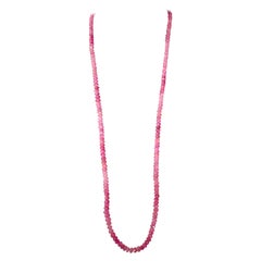 Natural 140 Carat Natural Ruby Bead Single Strand Necklace with Silver Clasp