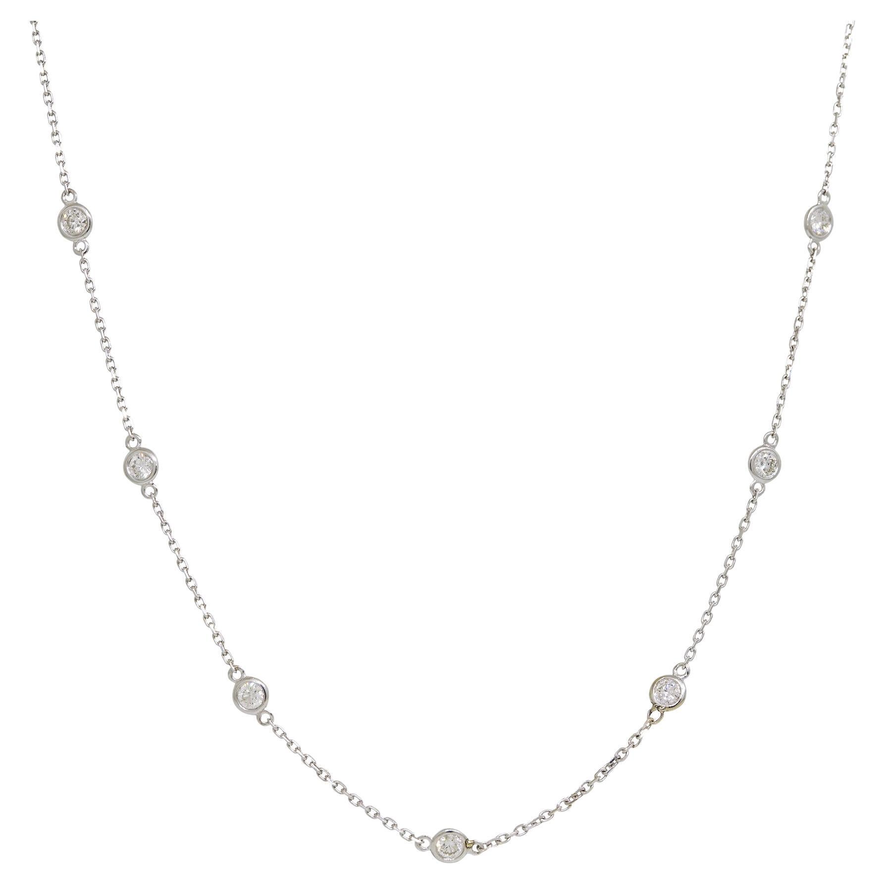 Natürliche natürliche 1,40 Karat runde Diamanten By The Yard 14-Karat Halskette auf Lager