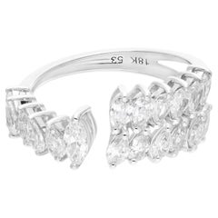 Bague en or blanc 14 carats avec diamant marquise de 1,40 carat de pureté SI et de couleur hi-colore