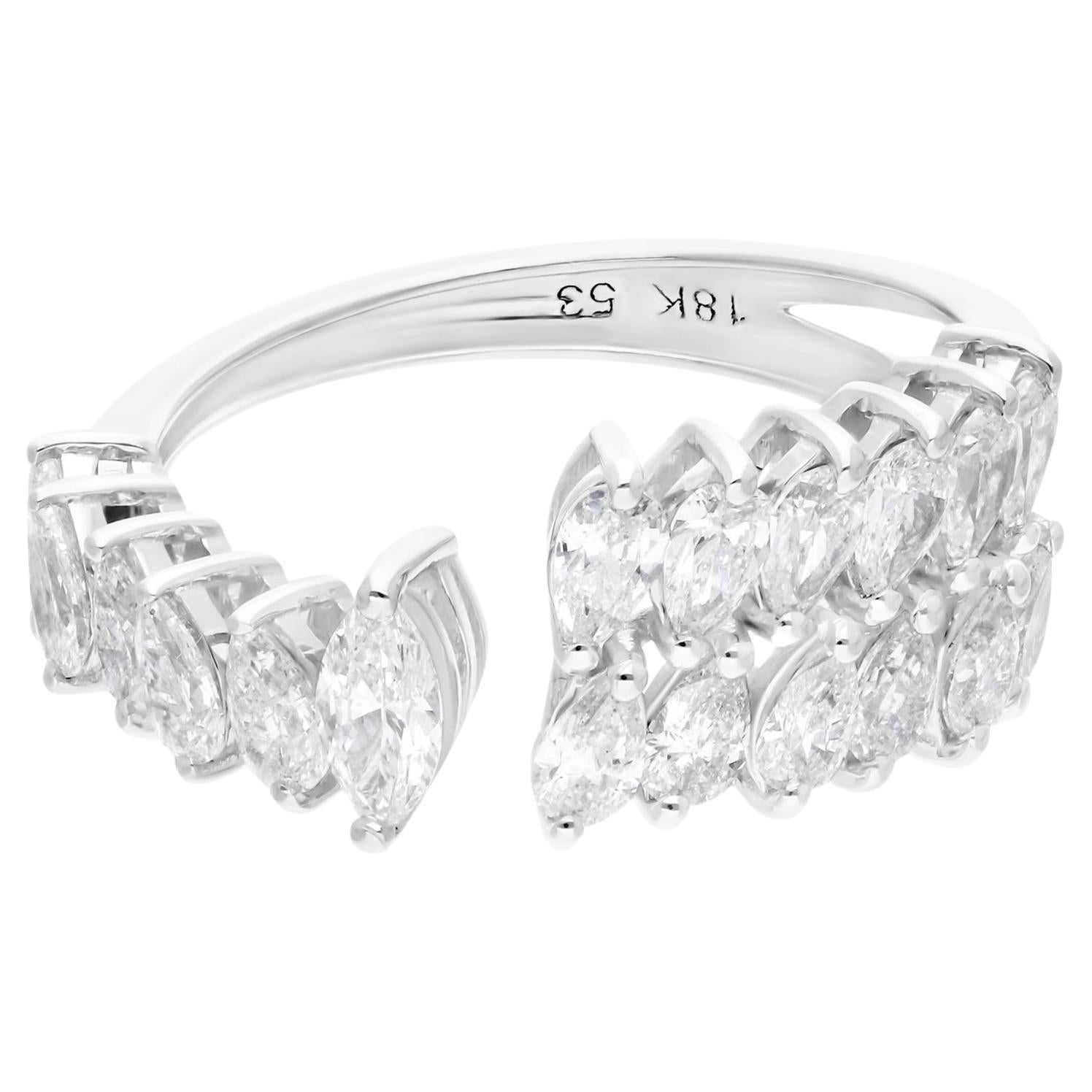 Natural 1.40 Carat SI Clarity HI Color Marquise Diamond Ring 18 Karat White Gold
