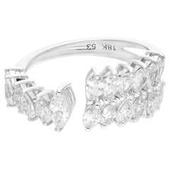 Bague en or blanc 18 carats avec diamant marquise de 1,40 carat de pureté SI et de couleur hi-colore