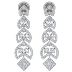 Natural 1.40 Carat SI/H Baguette Diamond Dangle Earrings 18 Karat Yellow Gold