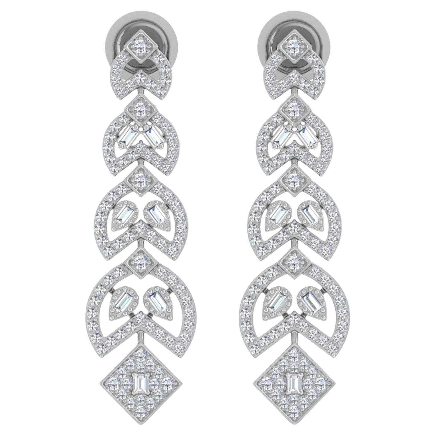 Natürliche 1,40 Karat SI/H Baguette-Diamant-Baumel-Ohrringe 18 Karat Gelbgold