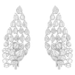 Natural 1.40 Carat SI/H Baguette Diamond Earrings 14 Karat White Gold Jewelry