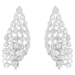 Pendientes de diamantes baguette SI/H naturales de 1,40 quilates Joyas de oro blanco de 18 quilates