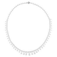 Natural 14.02 Carat SI/H Pear Round Diamond Necklace 18 Karat White Gold Jewelry