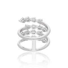 Natural 1.41 Carat Pear Shape Diamond Wrap Ring 18 Karat White Gold Fine Jewelry