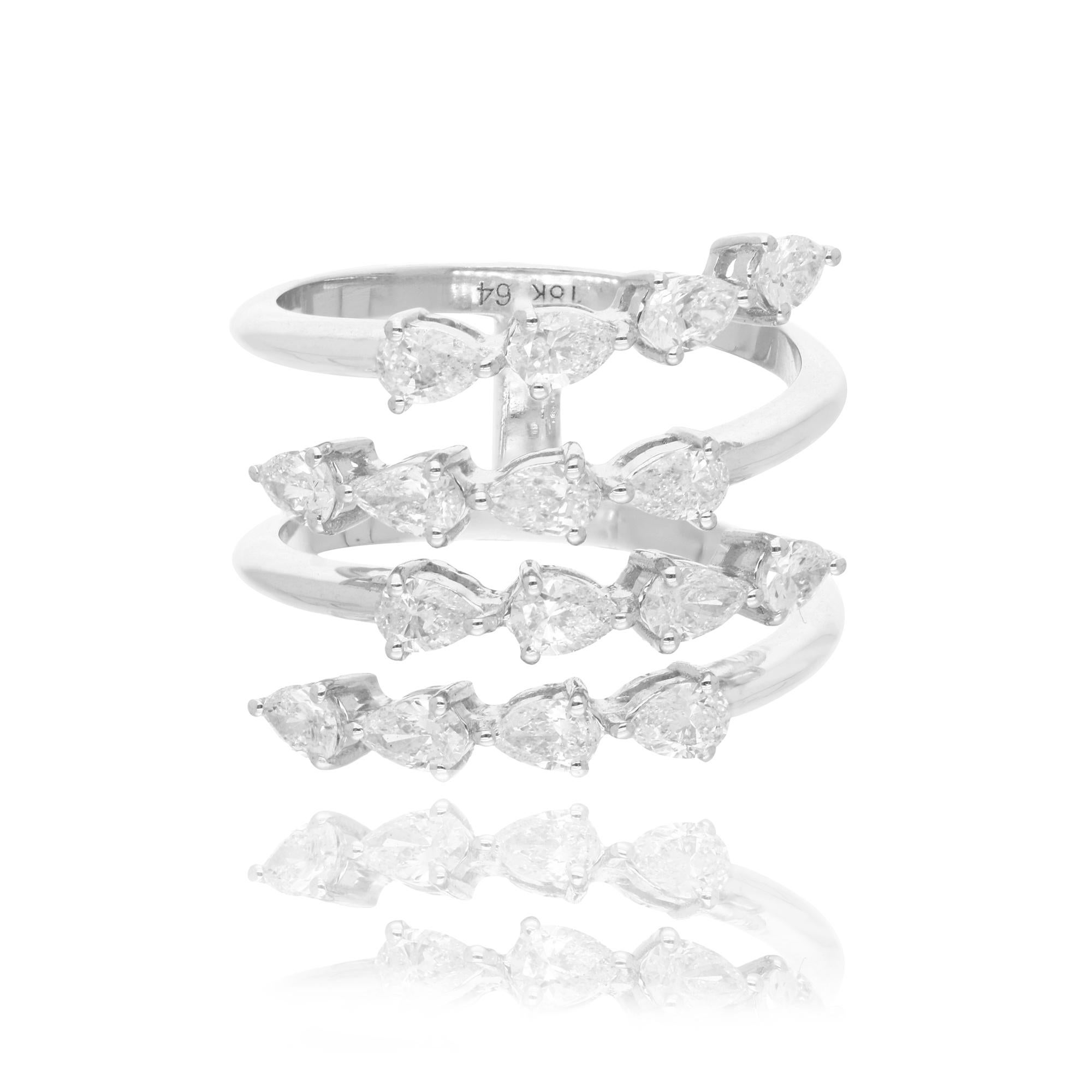 Natürliche 1,41 Karat Birne Form Diamant Wrap Ring 18 Karat Weißgold Feiner Schmuck