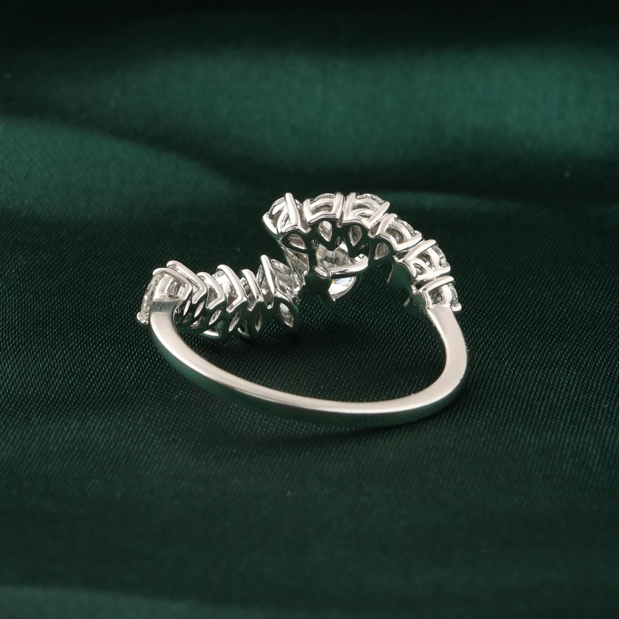 En venta: Anillo de diamantes naturales de 1,41 quilates con claridad SI y color HI Joyas de oro blanco de 18 quilates  2