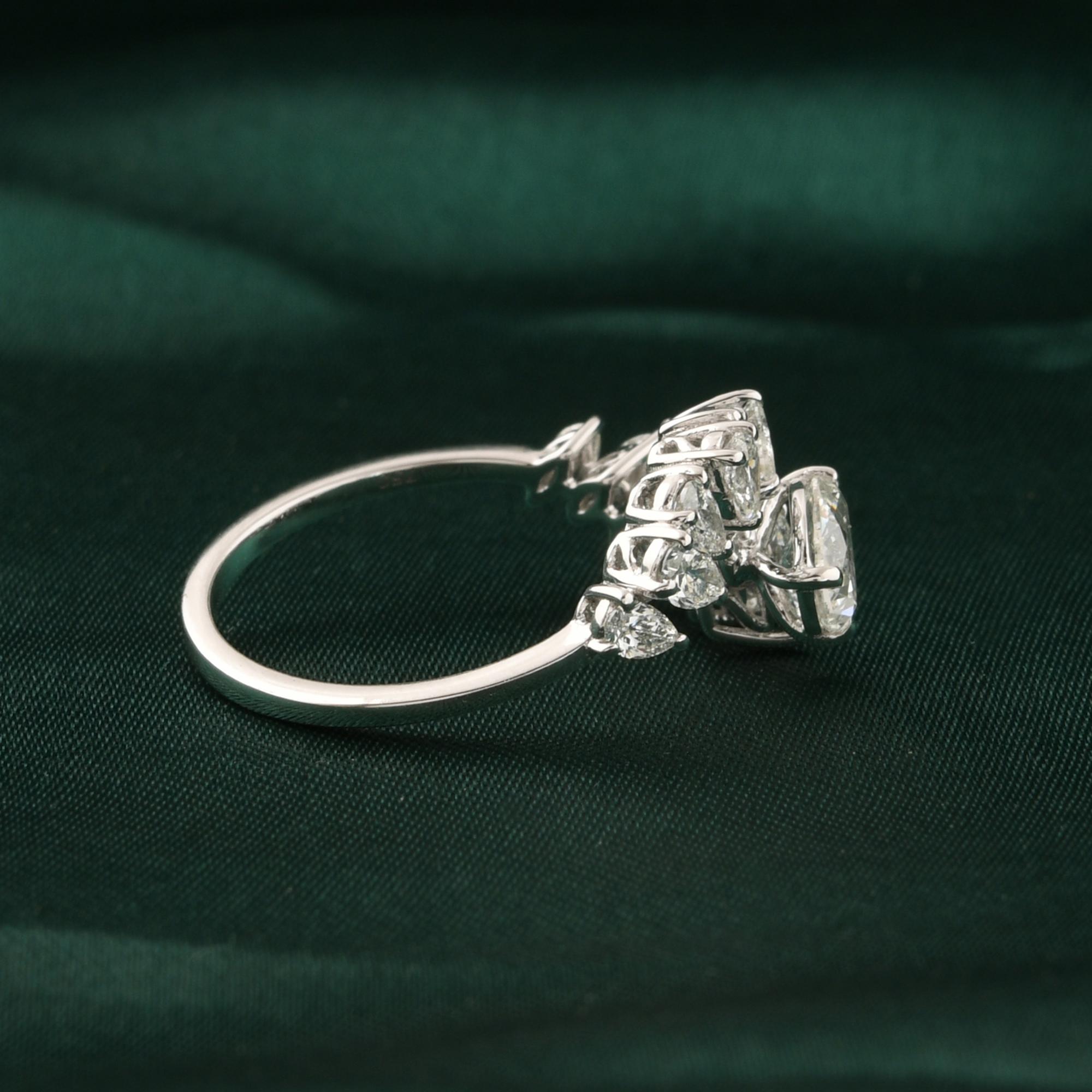 En venta: Anillo de diamantes naturales de 1,41 quilates con claridad SI y color HI Joyas de oro blanco de 18 quilates  3