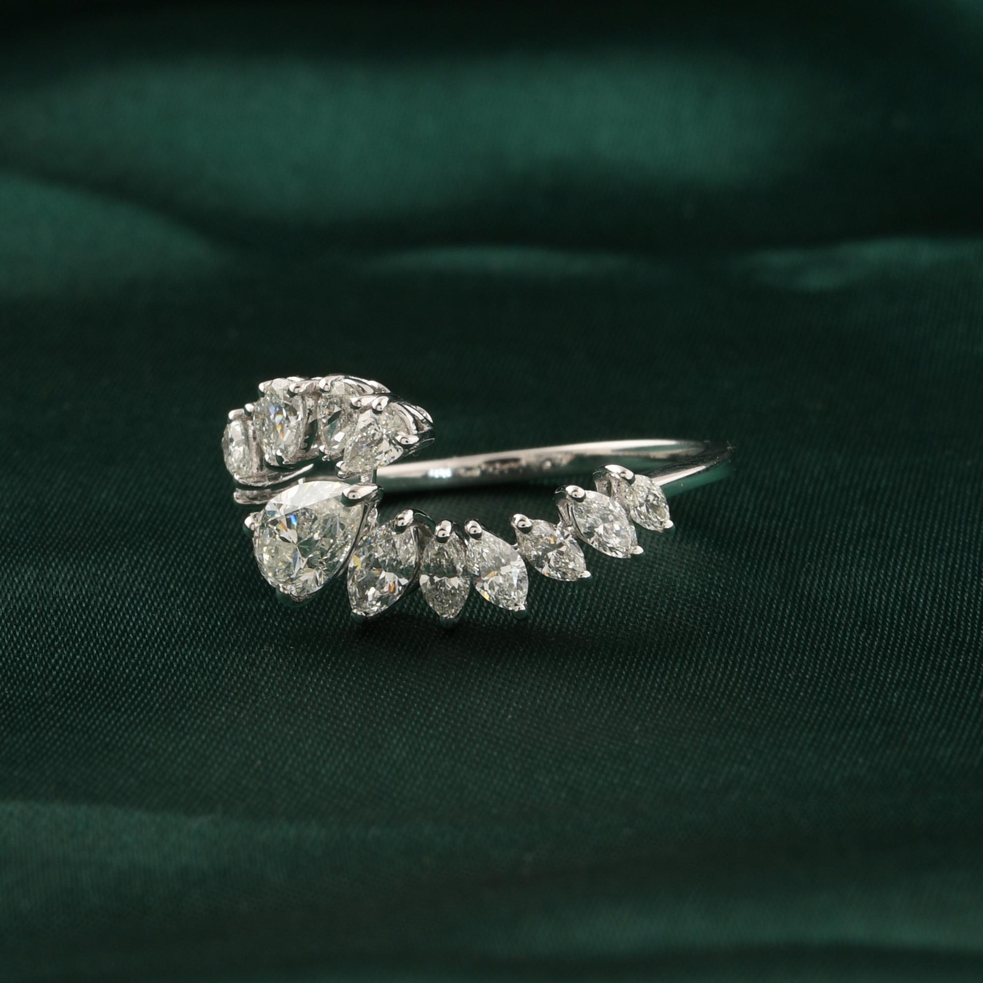 En venta: Anillo de diamantes naturales de 1,41 quilates con claridad SI y color HI Joyas de oro blanco de 18 quilates  4