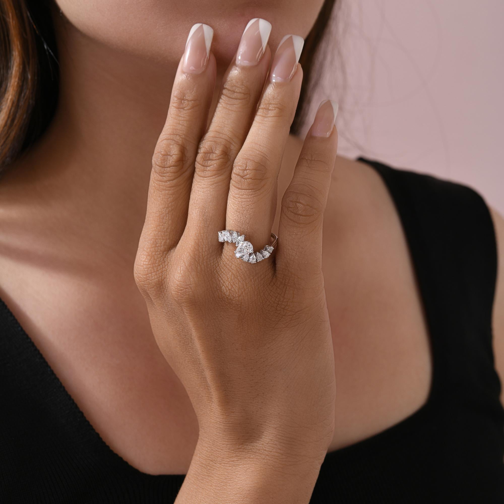 En venta: Anillo de diamantes naturales de 1,41 quilates con claridad SI y color HI Joyas de oro blanco de 18 quilates  6