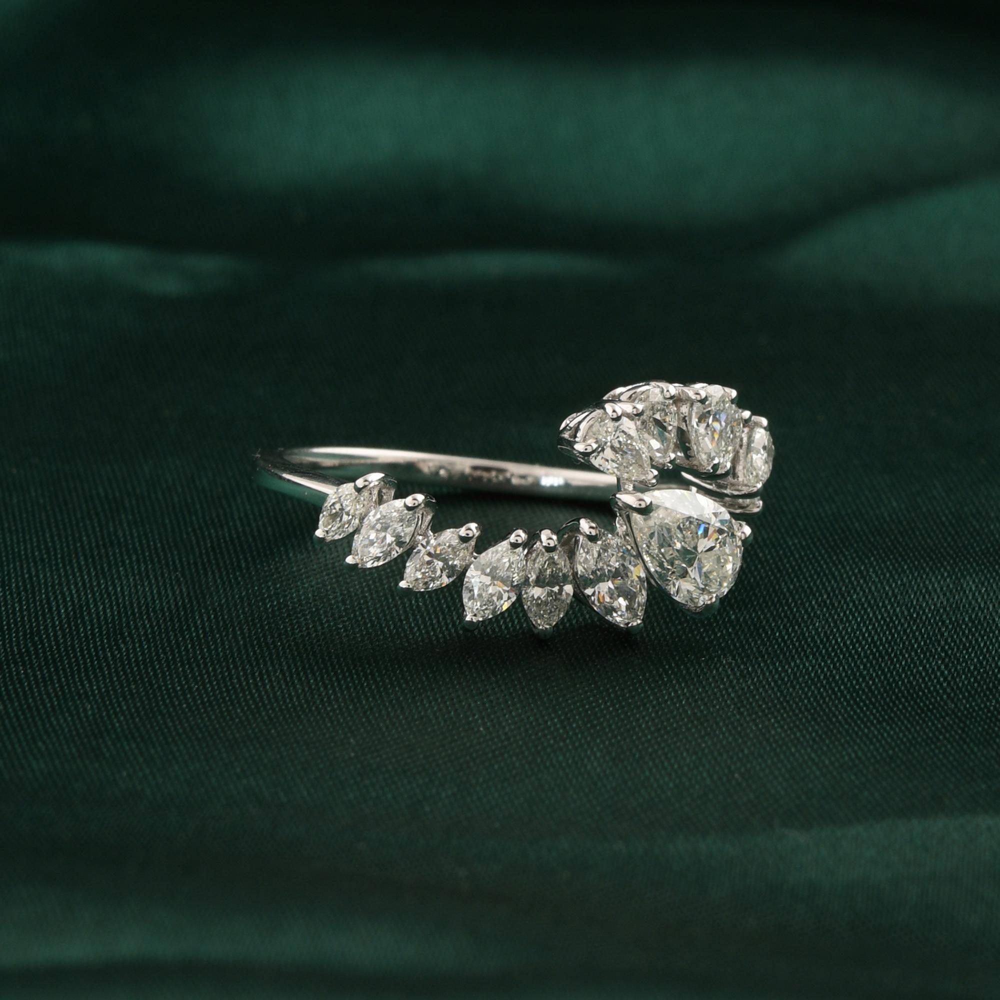 En venta: Anillo de diamantes naturales de 1,41 quilates con claridad SI y color HI Joyas de oro blanco de 18 quilates  7