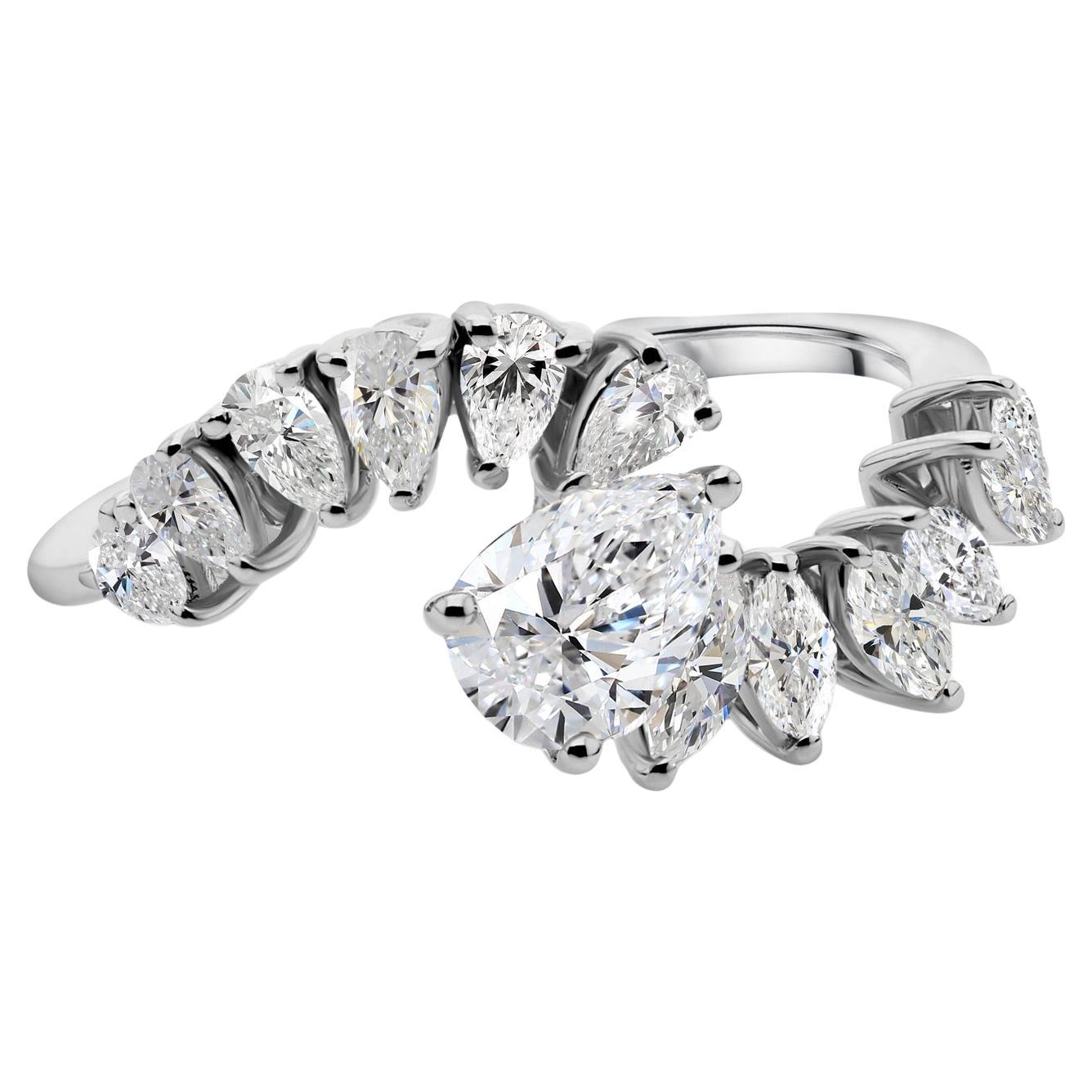 Natürlicher 1,41 Karat SI Reinheit HI Farbe Diamantring 18 Karat Weißgold Schmuck