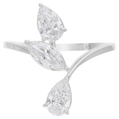 Natürlicher 1,41 Karat SI/H Birnen-Marquise-Diamantring 14 Karat Weißgold Schmuck