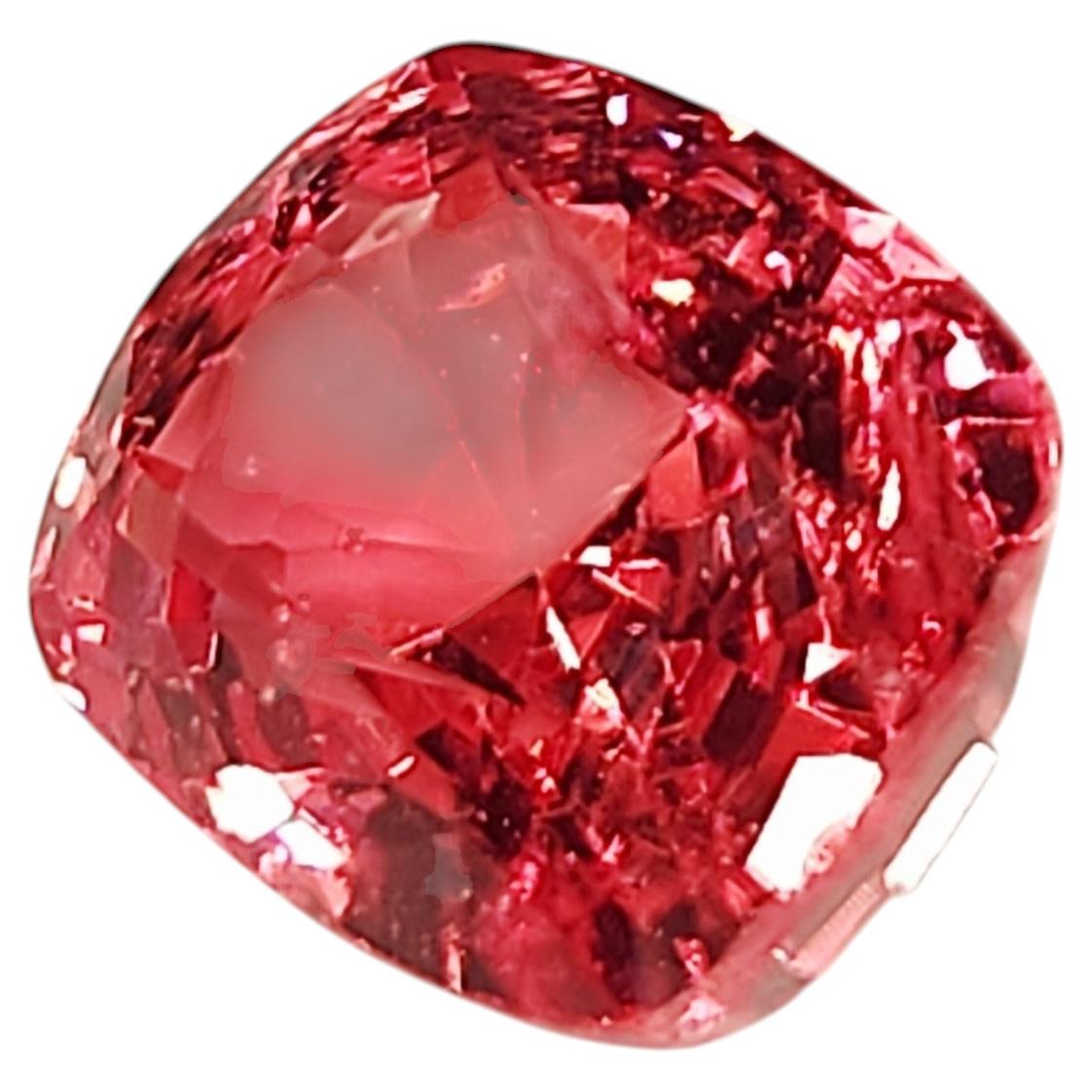 Natural 1.41 carat Unheated Red Spinel, cushion Cut Gemstone