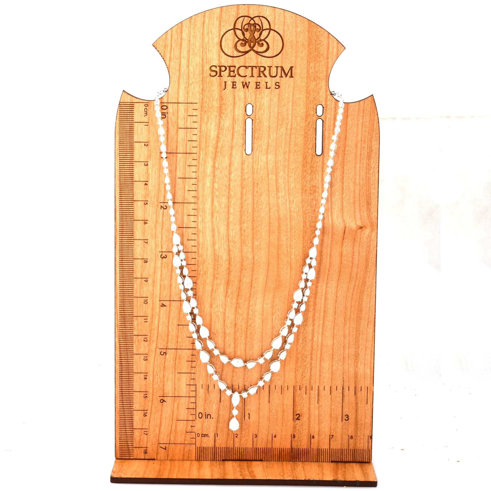 Natural 14.13 Carat Diamond Necklace 18 Karat White Gold Handmade Fine Jewelry For Sale 2