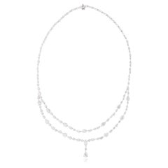 Natural 14.13 Carat Diamond Necklace 18 Karat White Gold Handmade Fine Jewelry