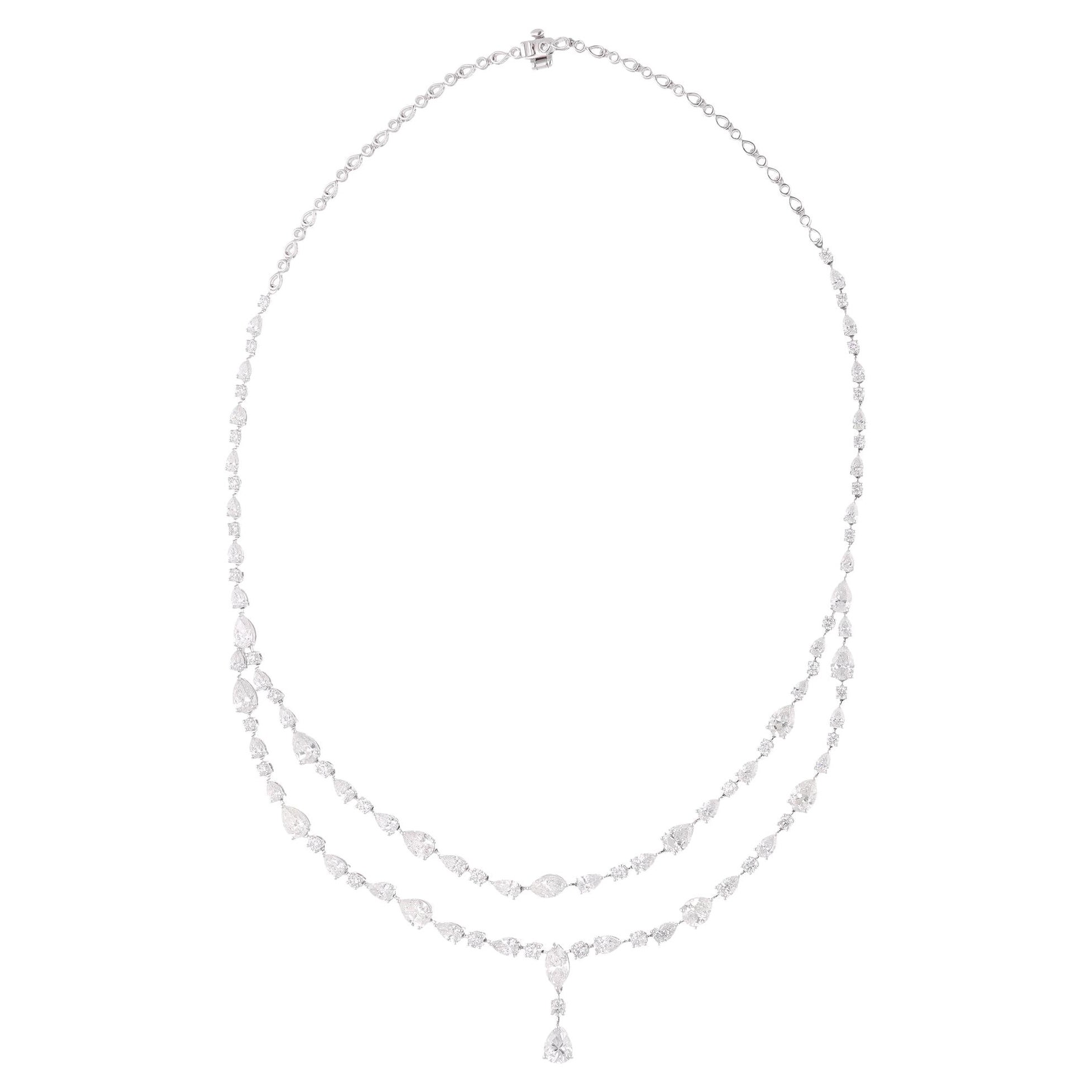 Collana multifilare di diamanti naturali da 14,13 carati SI/H in oro bianco 14 carati in vendita