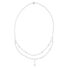 Collana multifilare di diamanti naturali da 14,13 carati SI/H in oro bianco 18 carati