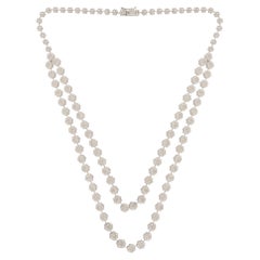 Natural 14.20 Carat Pave Diamond Necklace 14 Karat White Gold Handmade Jewelry