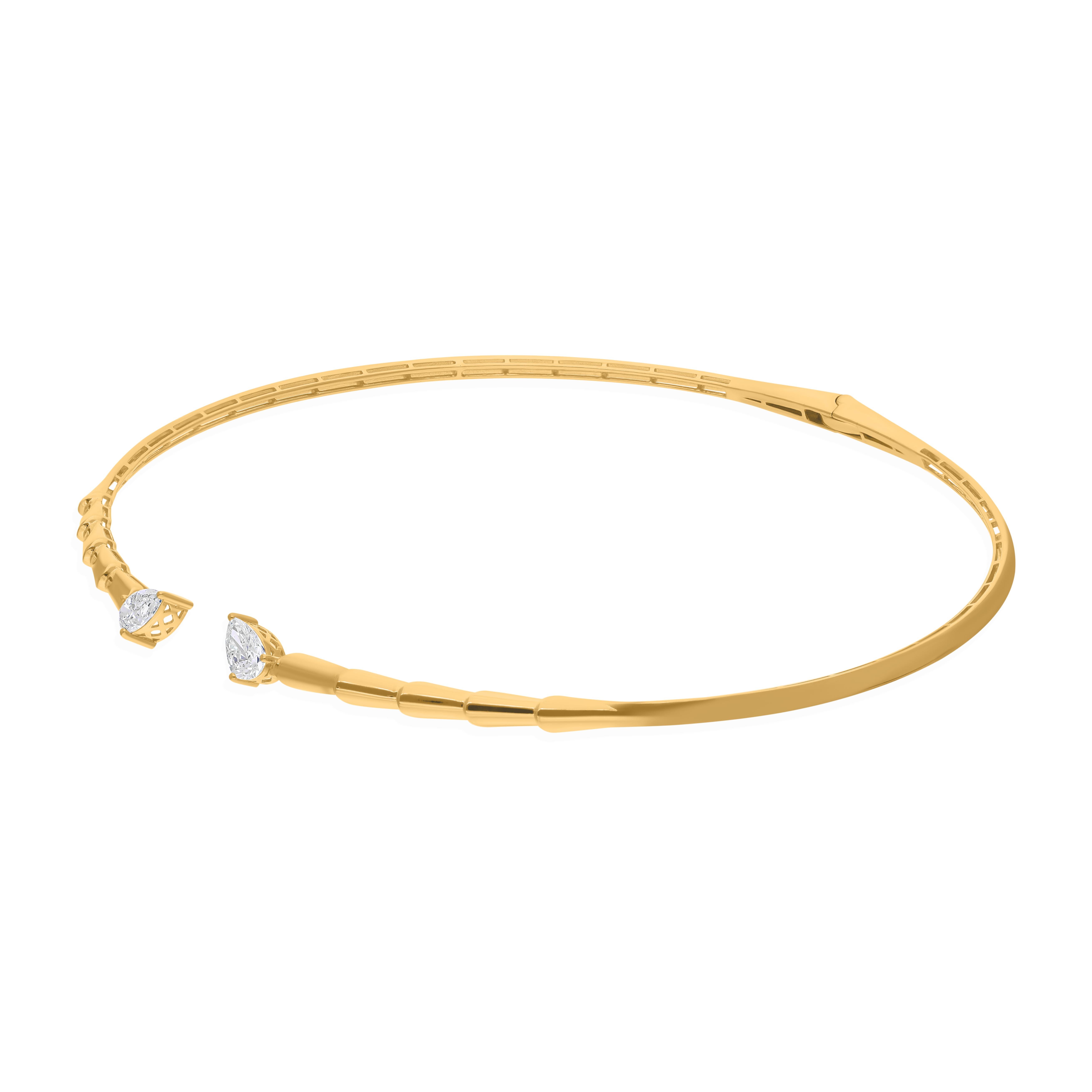 Moderno Collana girocollo con diamanti a pera da 1,43 carati Nature, gioielli in oro giallo 18 carati in vendita