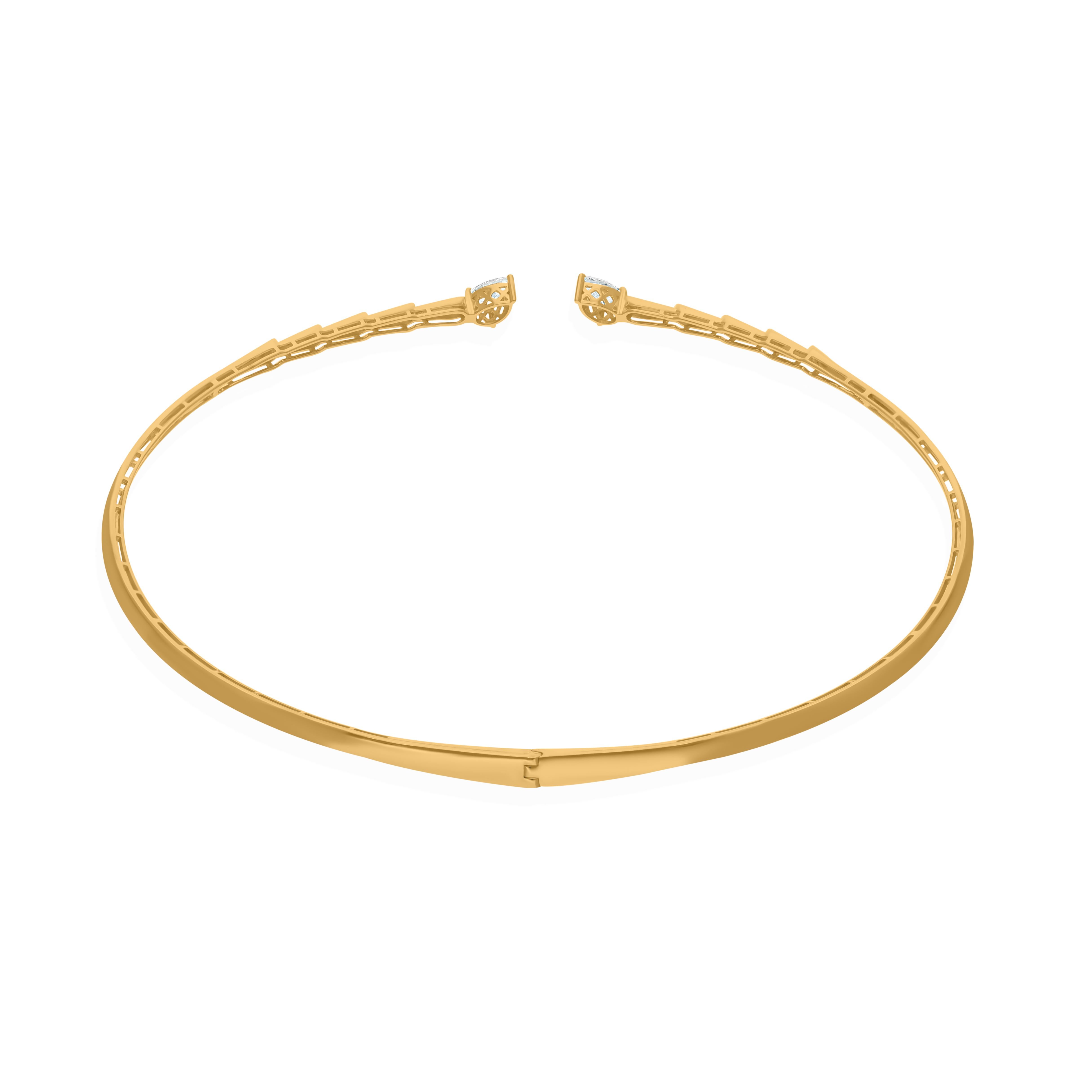 Taglio a goccia Collana girocollo con diamanti a pera da 1,43 carati Nature, gioielli in oro giallo 18 carati in vendita