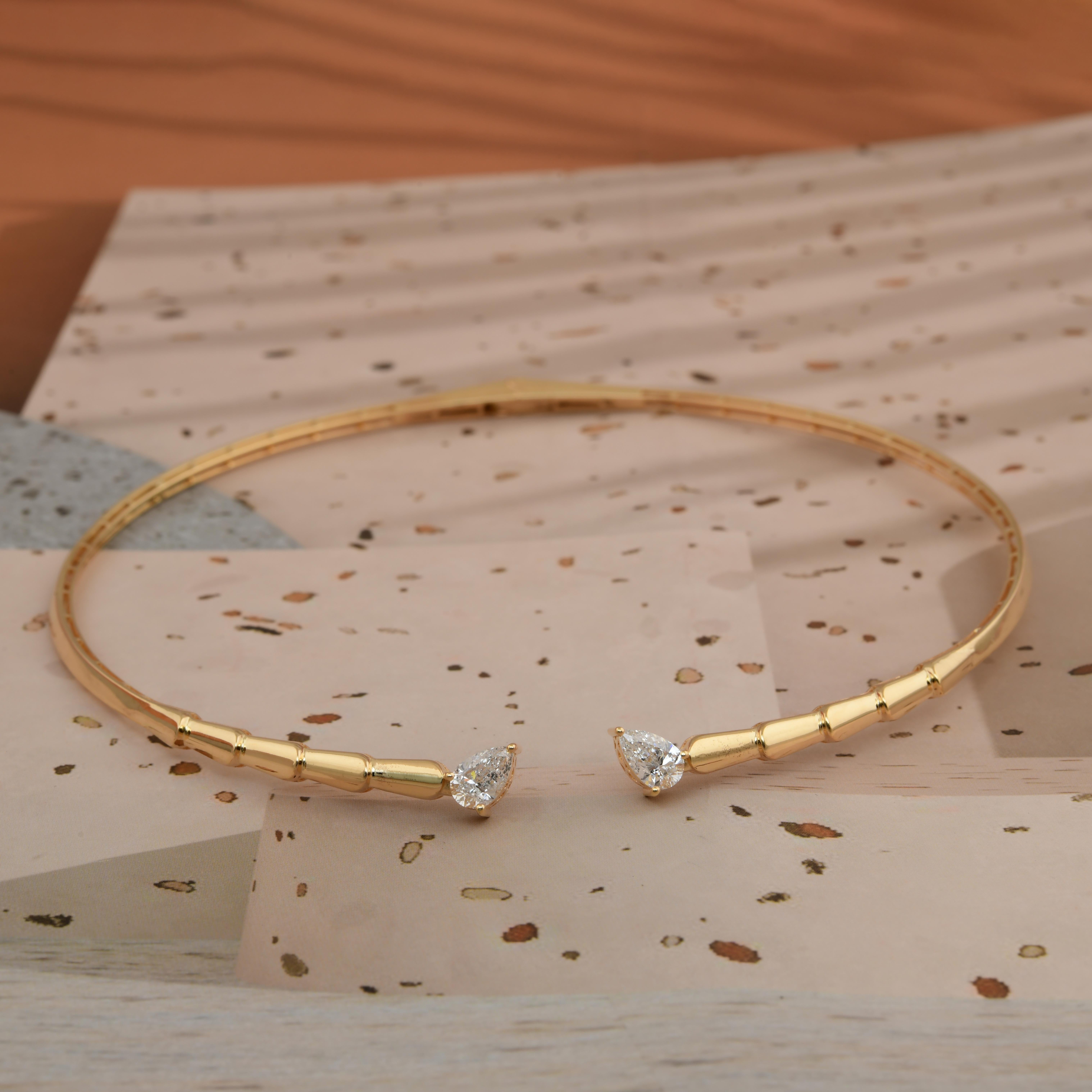 Donna Collana girocollo con diamanti a pera da 1,43 carati Nature, gioielli in oro giallo 18 carati in vendita