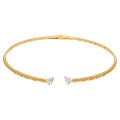Natural 1.43 Carat Pear Diamond Choker Necklace 18 Karat Yellow Gold Jewelry