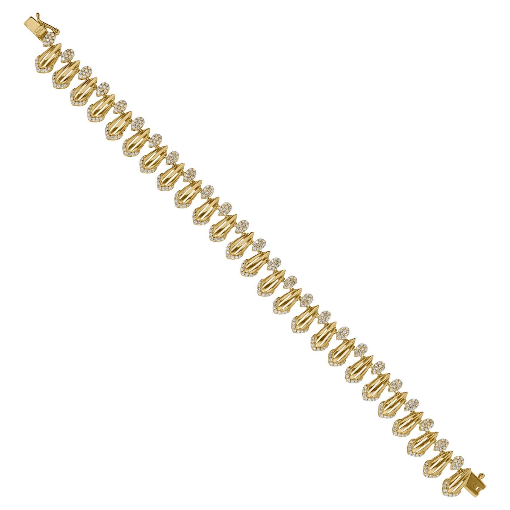Bracciale di diamanti naturali da 1,43 carati SI Clarity HI Color Oro giallo 14 carati