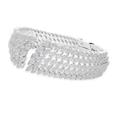 Multi-Row Marquise Diamond Leaf Cuff Bangle 14.36ct 18k White Gold Bracelet