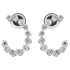 1.43ct SI Clarity Round Diamond C-Hoop Earrings in 18k White Gold