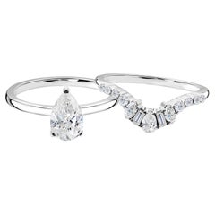 Natural 1.44 Carat SI Clarity HI Color Diamond Fine Ring Set 18 Karat White Gold