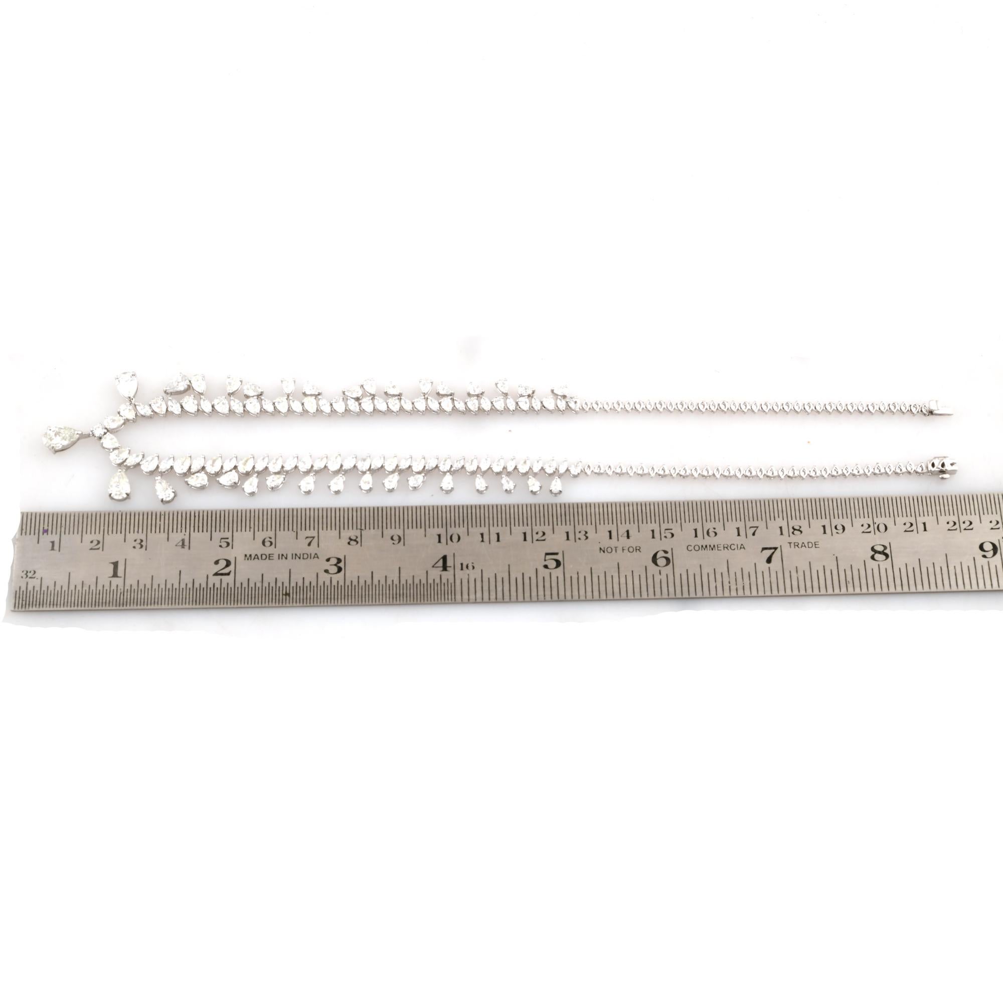 Natural 14.44 Carat SI/H Pear Shape Diamond Necklace 14 Karat White Gold Jewelry In New Condition For Sale In Diera, Dubai