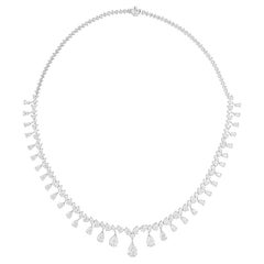 Natural 14.44 Carat SI/H Pear Shape Diamond Necklace 18 Karat White Gold Jewelry