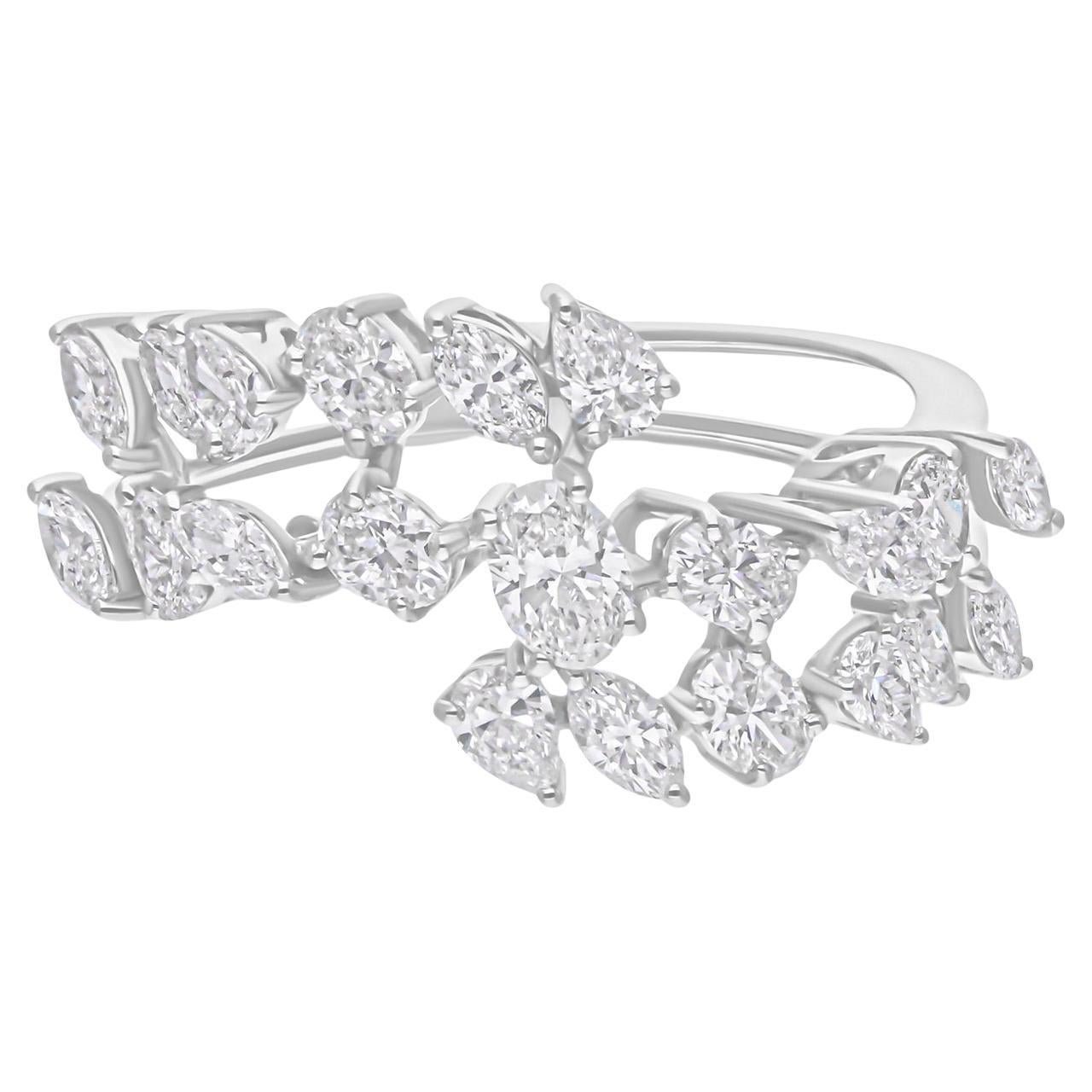 Anillo de diamantes multiforma SI/H natural de 1,45 quilates Joyas de oro blanco de 18 quilates