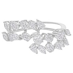 Anillo de diamantes multiforma SI/H natural de 1,45 quilates Joyas de oro blanco de 18 quilates