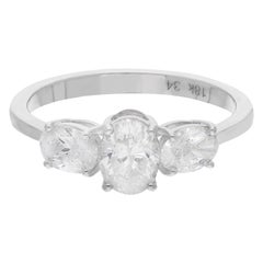 Bague de mariage en or blanc 14 carats avec diamants naturels de forme ovale de 1,47 carat