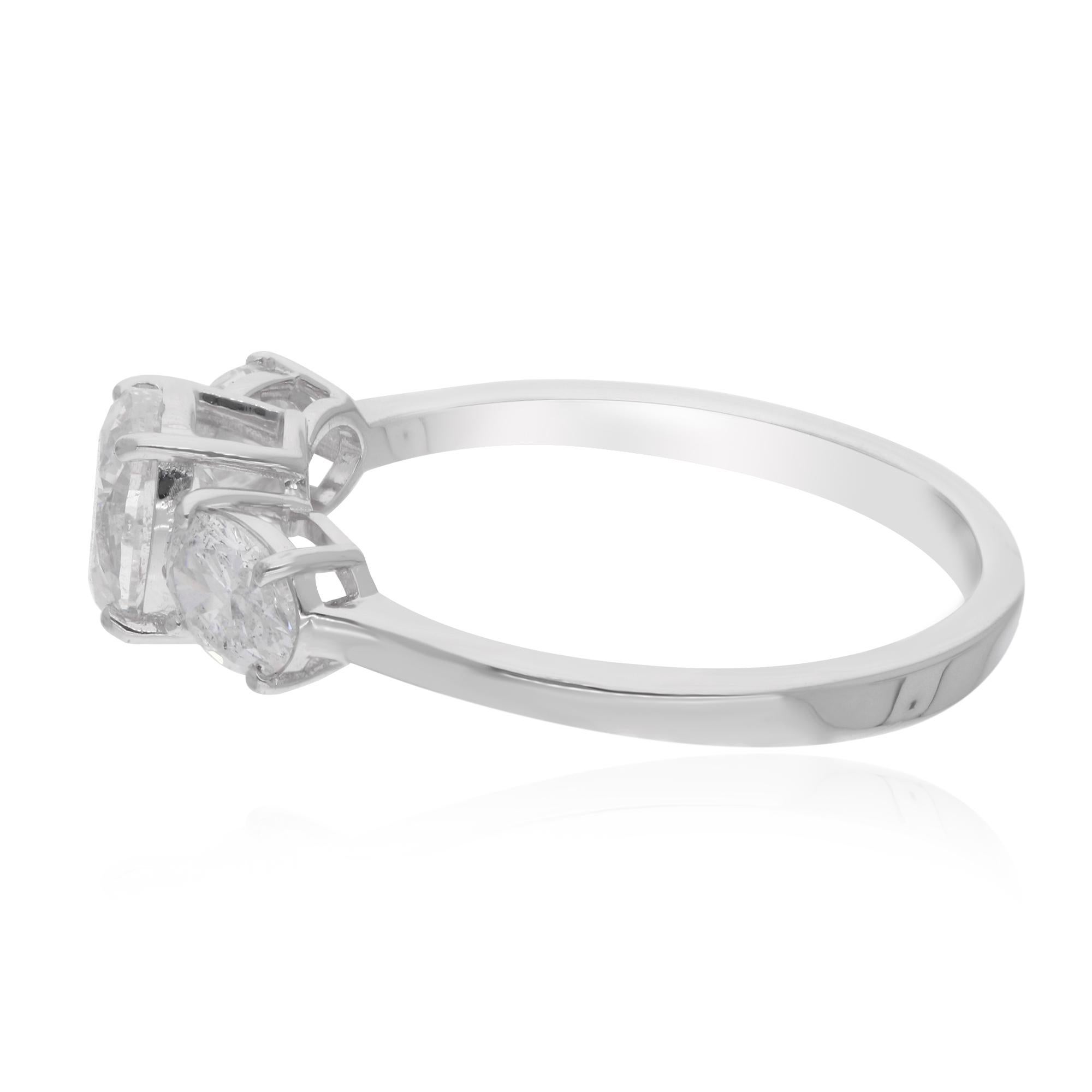 Women's Natural 1.47 Carat Oval Shape Diamond Wedding Ring 18 Karat White Gold Jewelry For Sale