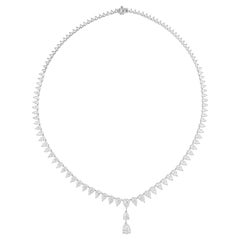 Natural 14.85 Carat SI/H Pear Brilliant Cut Diamond Necklace 18 Karat White Gold