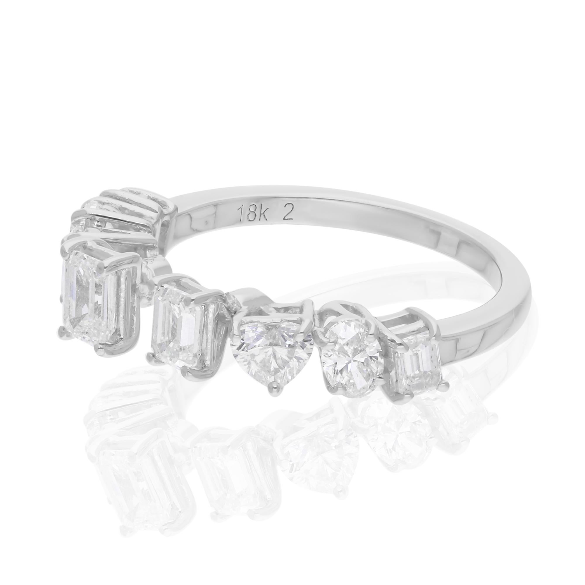 Anillo puño diamante talla multibrillante SI/H natural 1,49 quilates Oro blanco 14k Moderno en venta