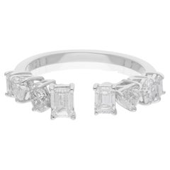 Anillo puño diamante talla multibrillante SI/H natural 1,49 quilates Oro blanco 18k