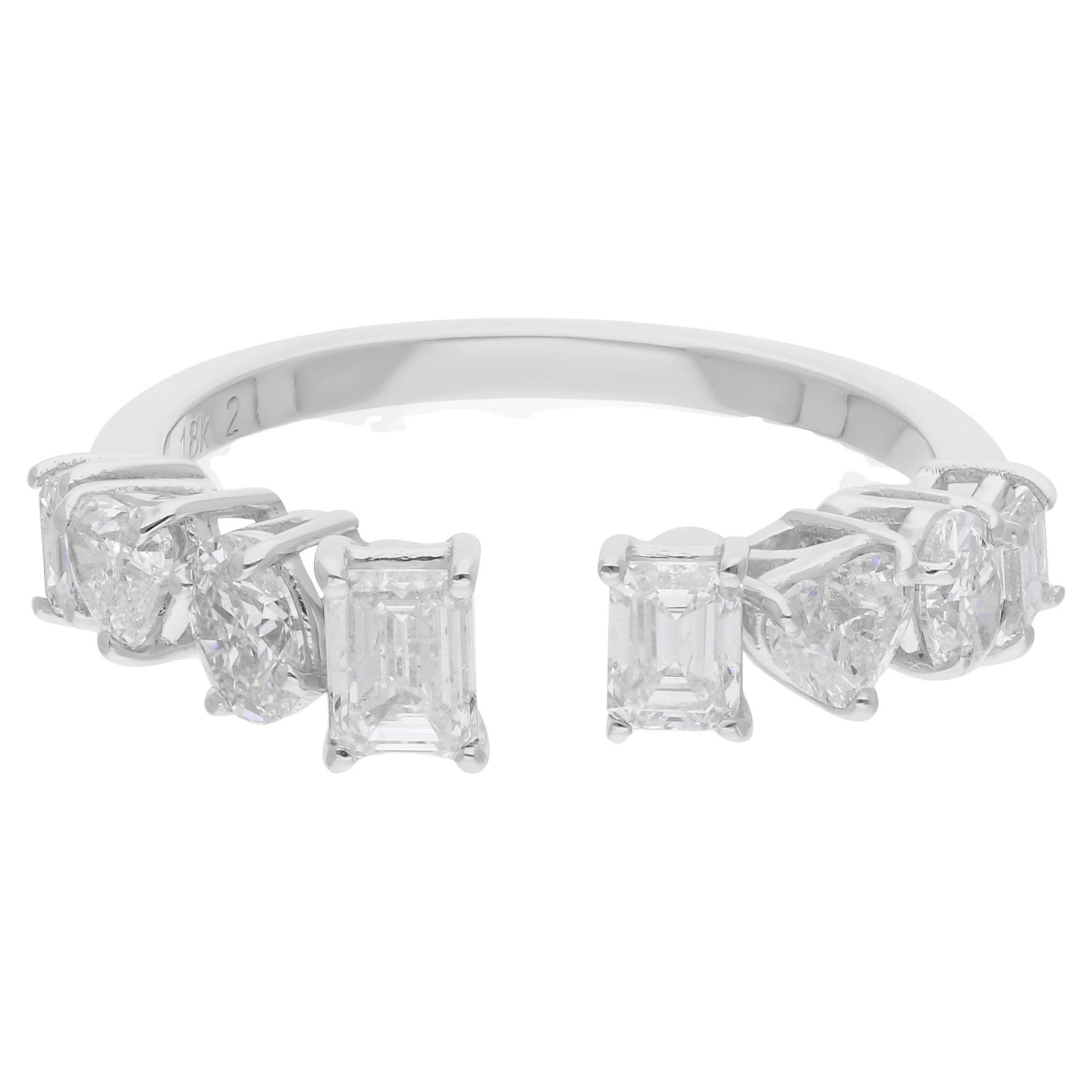 Anillo puño diamante talla multibrillante SI/H natural 1,49 quilates Oro blanco 18k