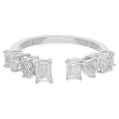 Anillo puño diamante talla multibrillante SI/H natural 1,49 quilates Oro blanco 18k