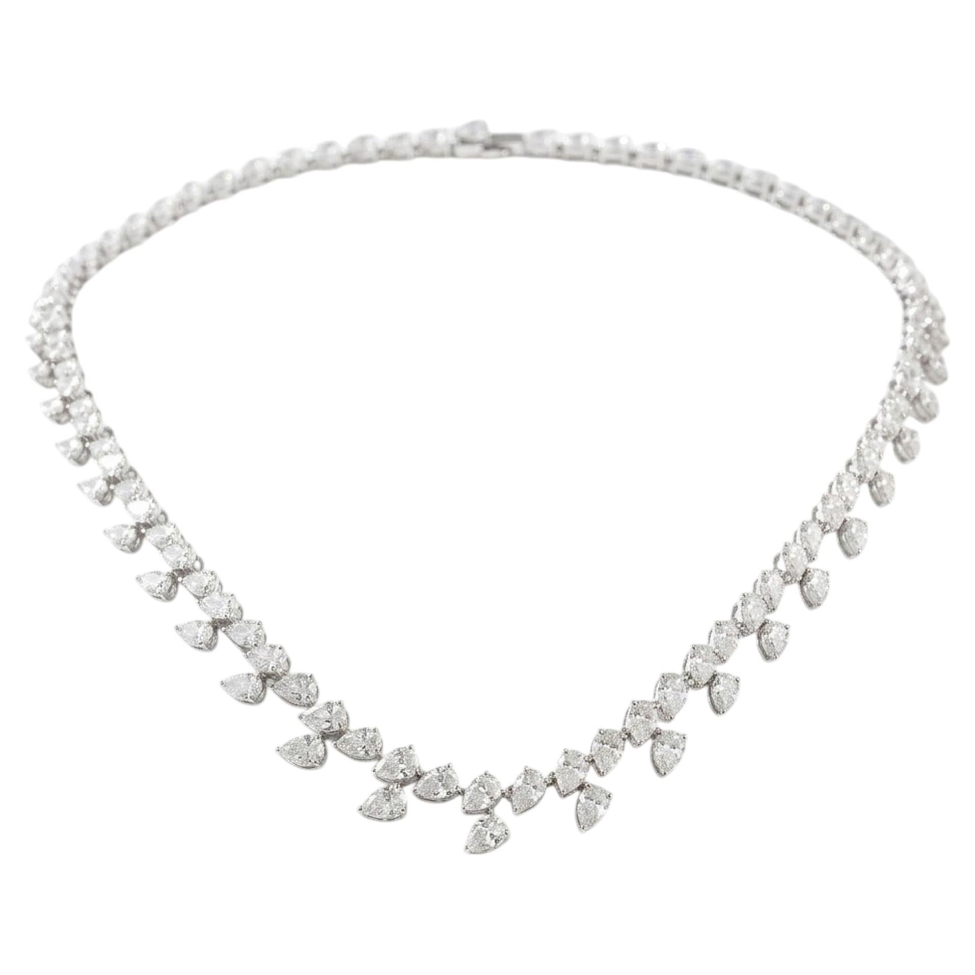 Collar de diamantes naturales de 14,94 quilates de oro blanco de 18 quilates con claridad SI y color HI