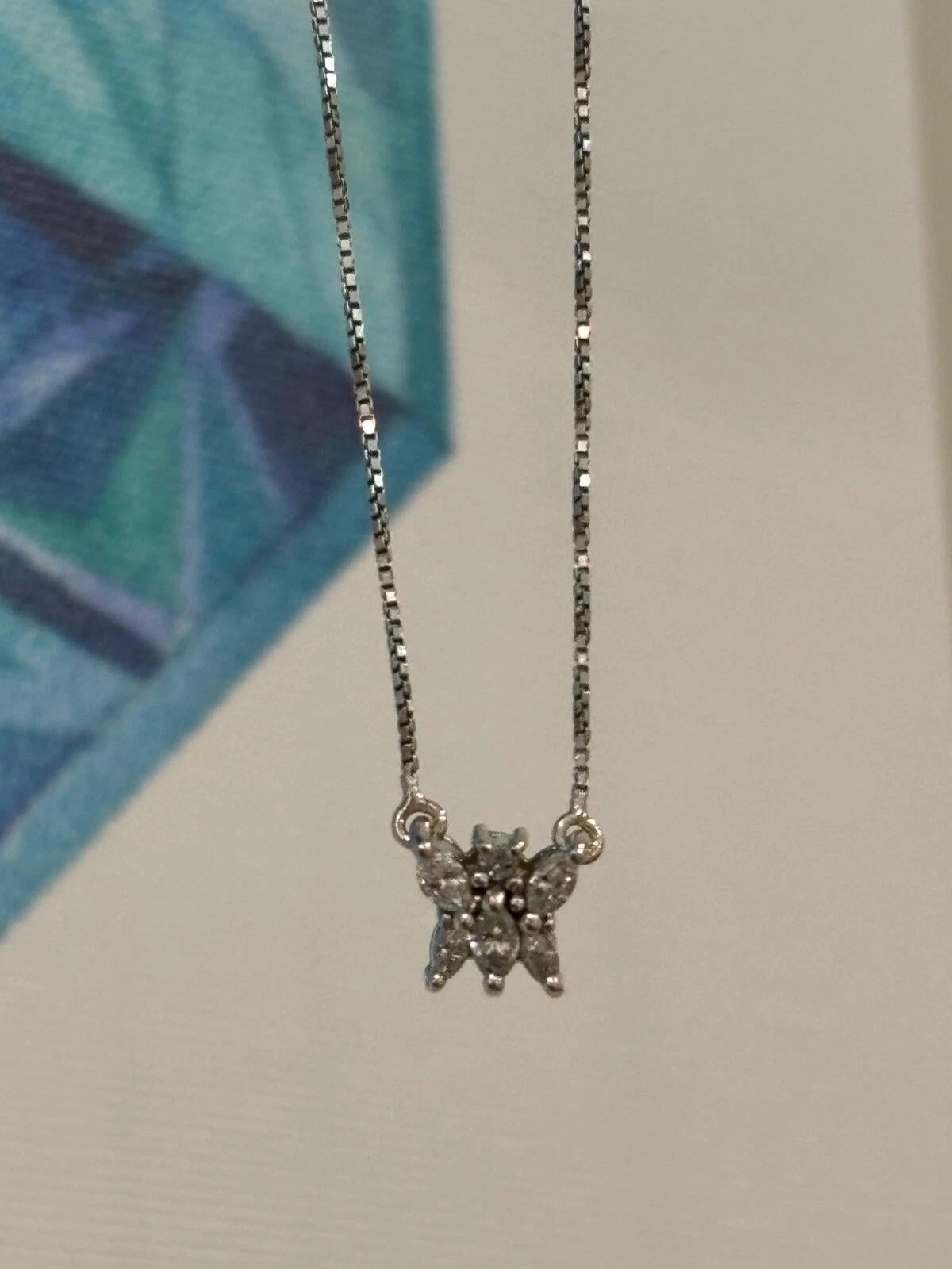Natural .14CTW Diamond Butterfly Dragonfly 10K White Gold 18