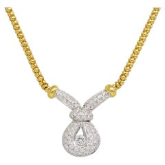 Nature 1,50 Carati Diamante Pave Teardrop Collana a coste 18 Karati In magazzino